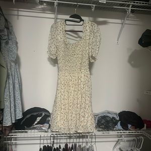 Cream Floral Cottage Core Dress